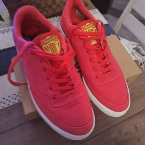 Red Sneakers with White Soles